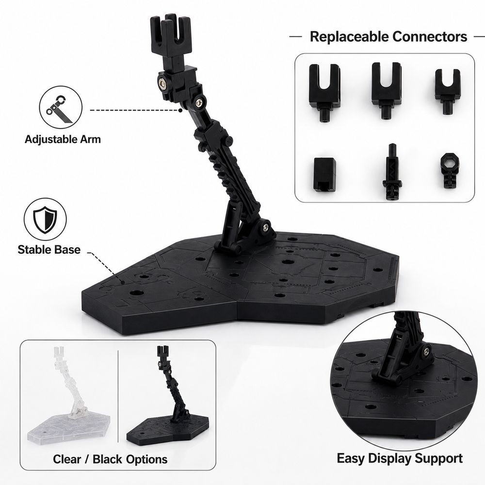 Replaceable Connectors Action Figure Stand Adjustable Arm Model Support Stand  Model Display