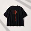 Aith-Based Streetwear Black Oversized T-Shirt Women Crown Of Thorns Jesus Cross Graphic Tee Dark Aesthetic Loose Fit Short Sleeve Top