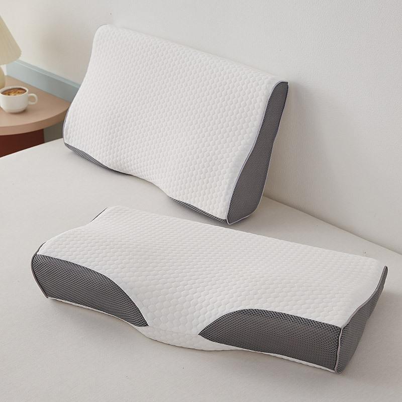 Mid Concave Butterfly Shaped Latex Cervical Pillow Double Support Neck Pillow Scientific Partition Traction Pillow Pillowcase Can Be Disassembled