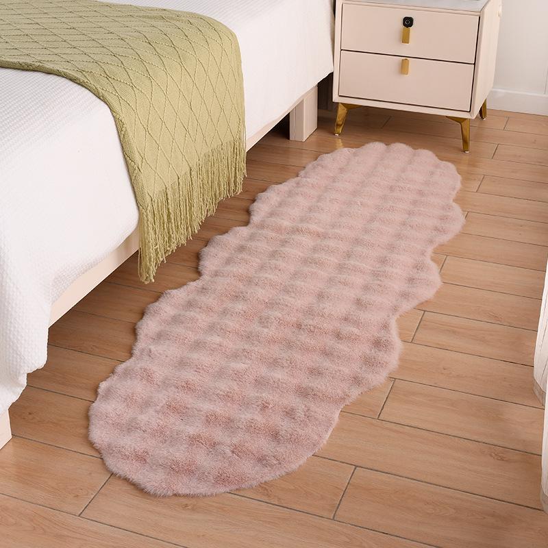 French Cream Faux Rabbit Fur Irregular Rug for Bedroom, Living Room, or Sofa 40*60cm