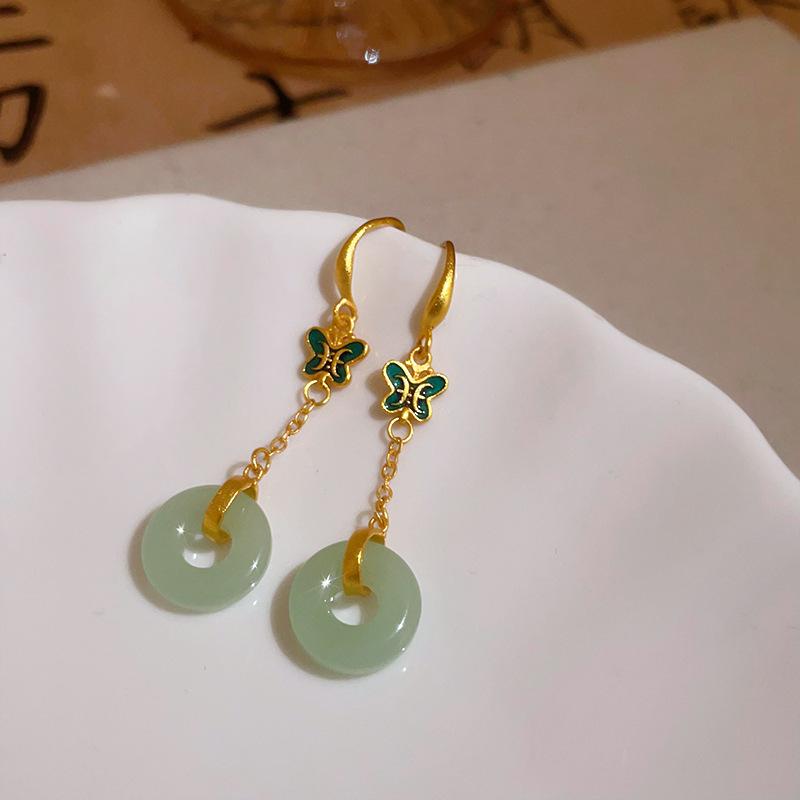 Boucles d'oreilles Guofeng Aiguille d'argent Zircon Franges Rétro Luxe Léger Haut de gamme Boucles d'oreilles Puces Niche Polyvalentes