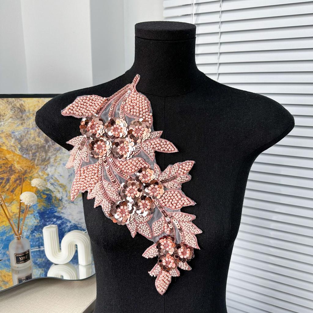 Mesh Sequin Embroidery Diy Applique Wedding Dress Dress Clothing Accessories Decorative Flower Cloth Sticker