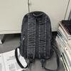 Vintage Solid Color Denim Backpack Large Capacity Travel Backpack Middle School Student Schoolbag