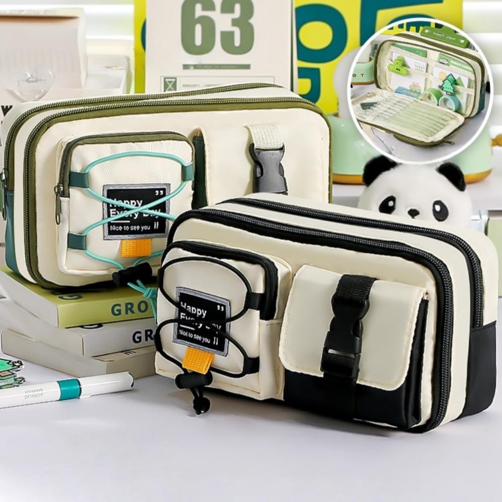 1pcs Workwear Design Student Pen Case Pen Bag Large Capacity Fabric Multi-Compartment Design Pencil Box Stationery