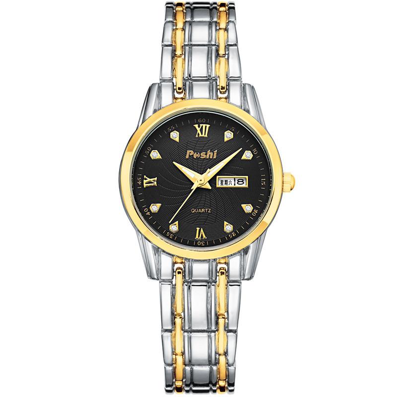 

Бренд POSHI, Аутентичные часы с автоматическим механизмом, женские водонепроницаемые светящиеся часы, модные часы с двойным календарем и бриллиантами
