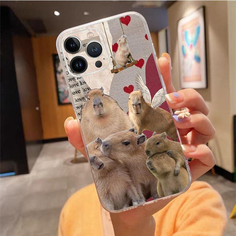 Phone Case For Iphone 15 14 Pro Max 13 12 11 Pro Max XR 12 13 Mini 7 8 14 Plus Cute Animal Capybara Case Funda
