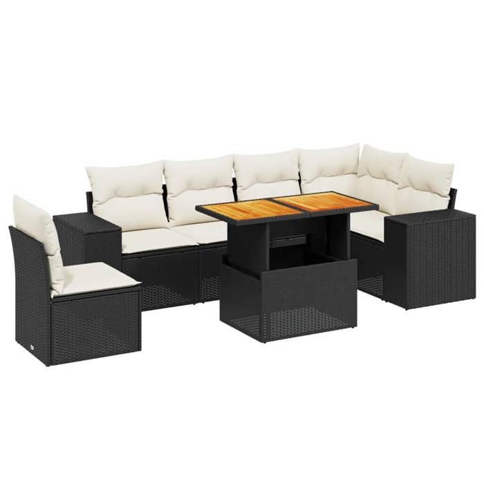 VidaXL Salon de Jardin avec Coussins 7 pcs, Canapés de Terrasse, Ensemble de Meubles de Patio, Mobilier d'Extérieur, Noir 3272659