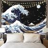 Pentasmile Wall Tapestry for Bedroom Aesthetic Japanese The Great Wave off Kanagawa Tapestries Large Trippy Tapestrys Black Art Tapistry Wall Hanging