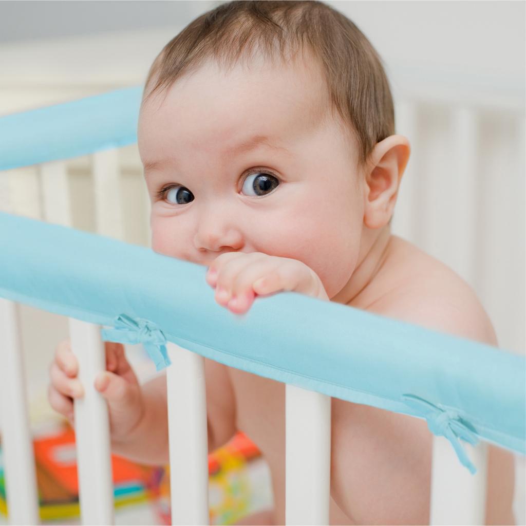 Baby Crib Bumper Strip Safety Guardrail Cover Soft Security Collision Avoidance Easy Installation for Baby Room Blue