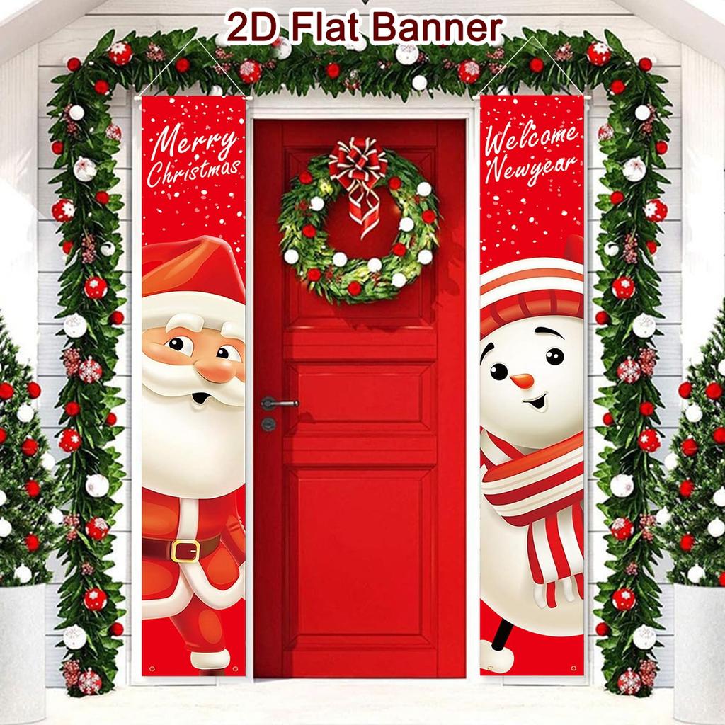 Merry Christmas Door Banner Decoration 2026 Christmas Decor for Home Xmas Hanging Ornaments Navidad Noel Gifts New Year 2026