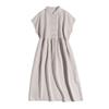 Summer New Literary Small Lapel Shoulder Sleeve Shirt Skirt Short Sleeve Casual Dress Women