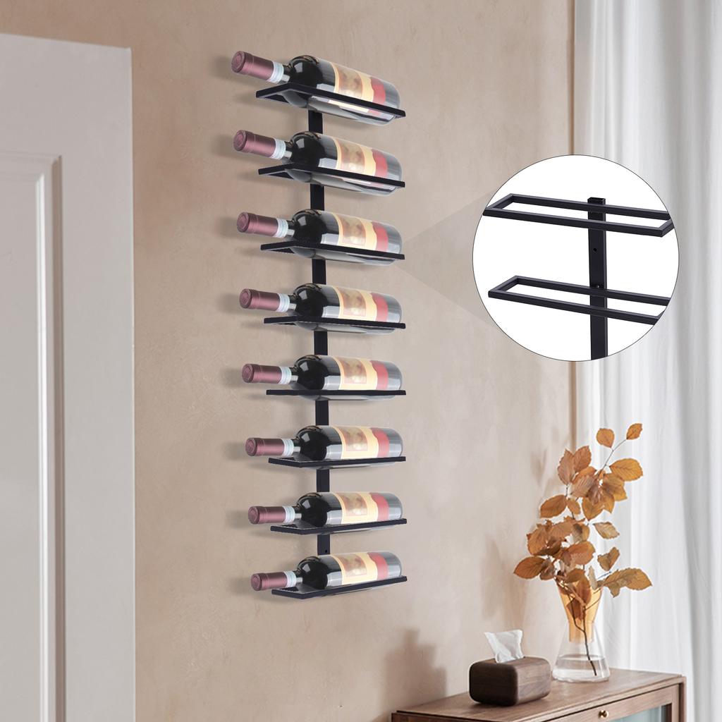 Elegante Portabicchieri da Vino Nero e Portabottiglie da Vino da Parete - Portabottiglie da Appendere per Cucina Bar Caffetteria - Accessori per Home Bar