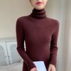 Elegant White Cashmere Turtleneck Women's Slim Fit Sweater - Flattering Autumn/Winter Knitwear.