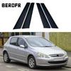 4 st Blanksvarta Pelarstolpar Dörrsidofönsterkåpa BC-stolpe Klistermärke För Peugeot 307 2001 2002 2003 2004 2005 2006 2007 2008