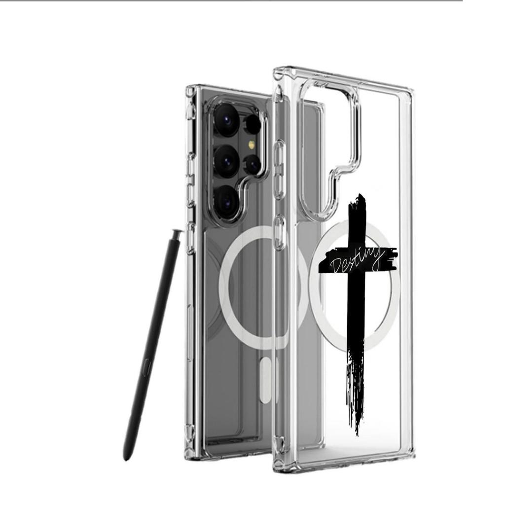 Cross Magnetic Transparent Full Coverage Phone Case for iPhone 15/16/17 Pro Max