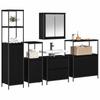 Bathroom Furniture Set with Shelf 5 Pcs Black Engineered Wood