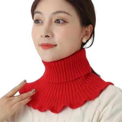 New Fashion Warm Knitted Fake Collar Windproof With Solid Color Ruffle Scarf Warmer Winter Detachable Turtleneck Men Women