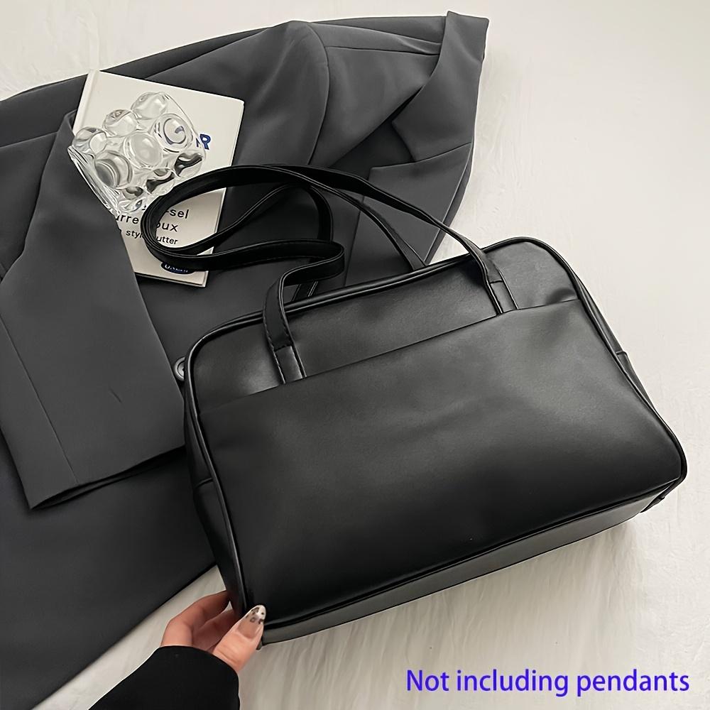 .Retro College-Style Single-Shoulder Bag, Versatile Large-Capacity Commuter Bag, Fashionable Boston Briefcase