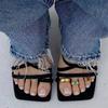 Kunjoe  New Square Zircon Adjustable Toe Rings Simple Opening Crystal Toe Ring Women Punk Summer Beach Fashion Jewelry Gift