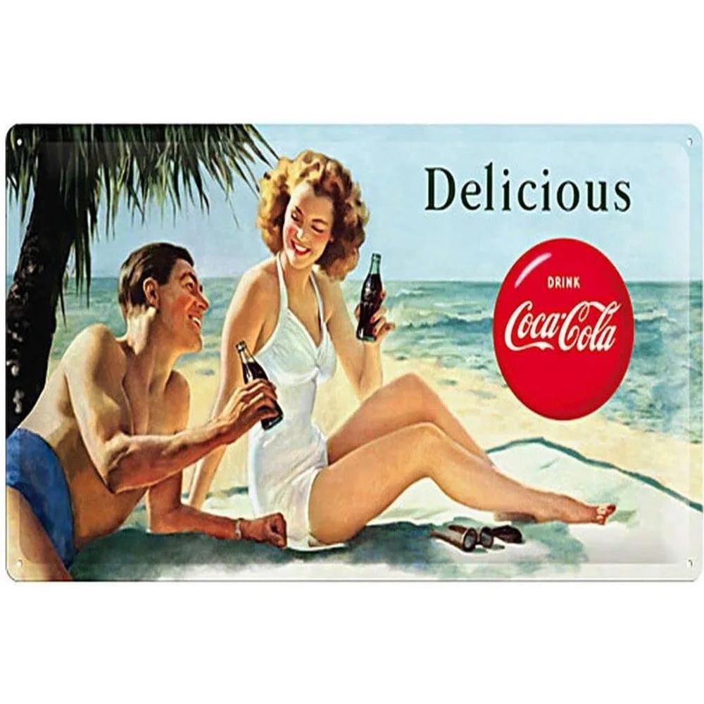 Retro Enjoy Cola Posters Retro Metal Tin Signs Vintage Posters for Game Room Bar Man Cave Cafe Garage Home Wall Decor Gift