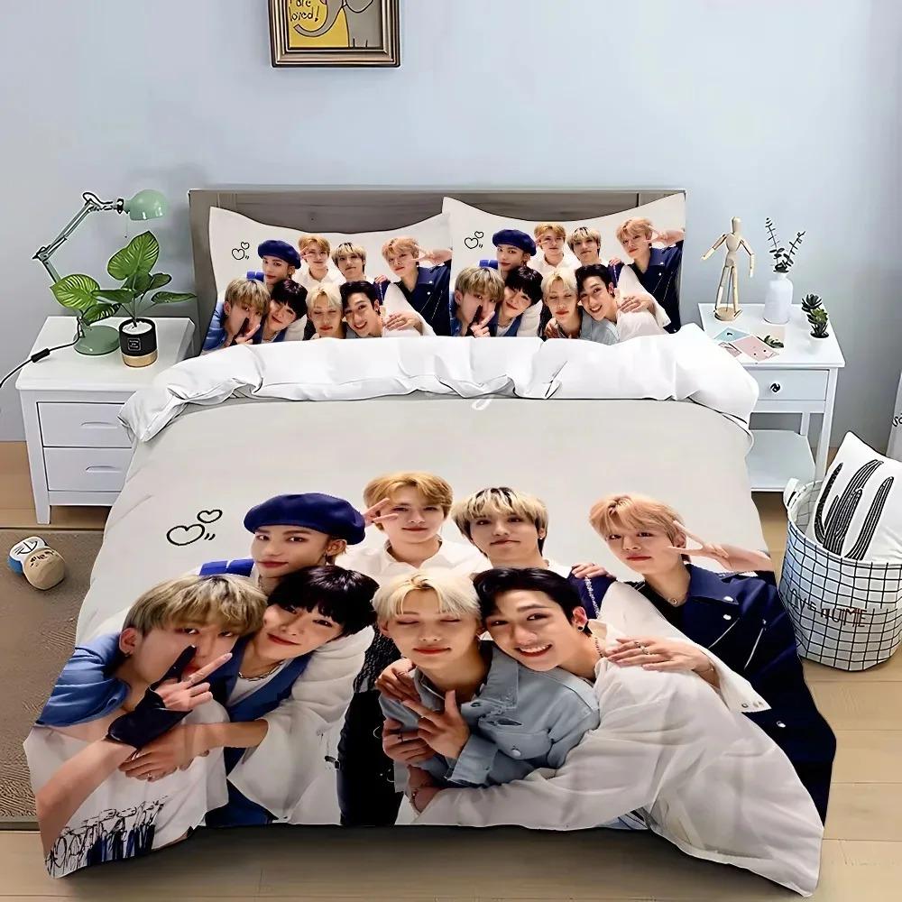 K-Pop Group 3D Printed Bedding Set S-Stray-K-Kids Duvet Cover Pillowcase Single/Twin/Full/Queen Size For Fans Bedroom Decor