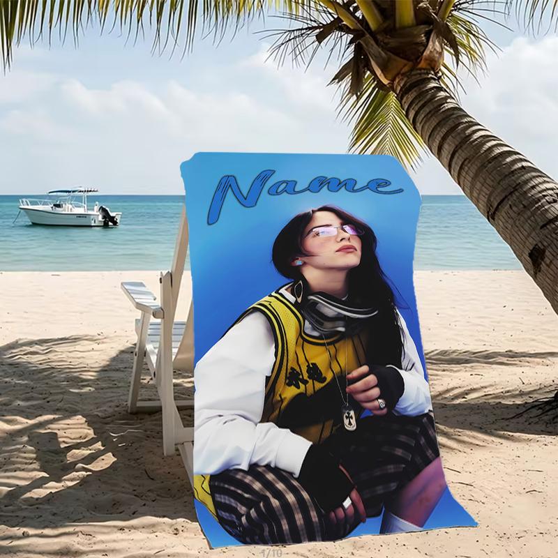Customizable personalized beach towels Billie Eilish themed designs.Suitable for the beach, yoga, sports;ideal as beach accessories
