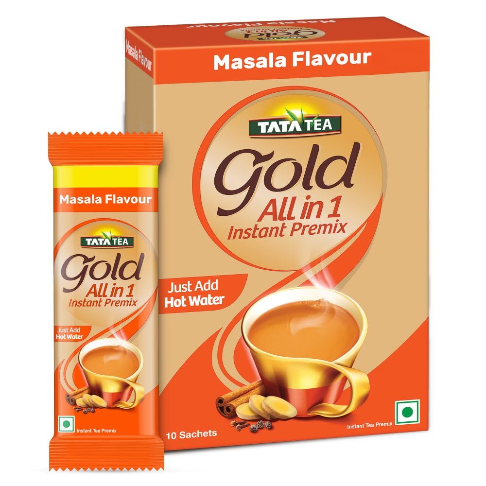 Tata Tea Gold Универсальная растворимая смесь для чая масала, 14 г на порцию, Быстро и легко приготовить масала-чай, 10 пакетиков