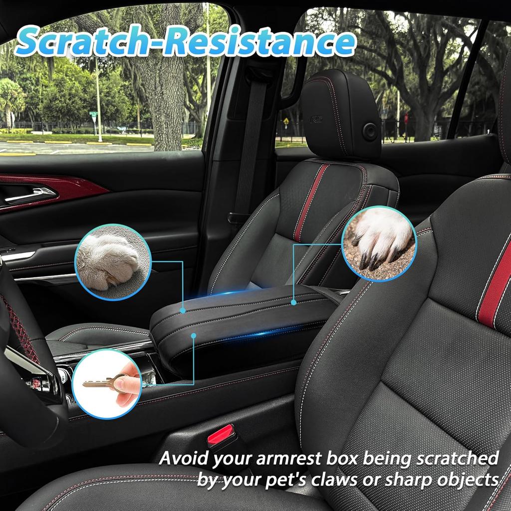 Center Console Armrest Cover Compatible With2024-2026 Chevy Traverse/2024-2026 GMC Acadia/2025-2026 Buick Enclave Interior Accessories, Leather