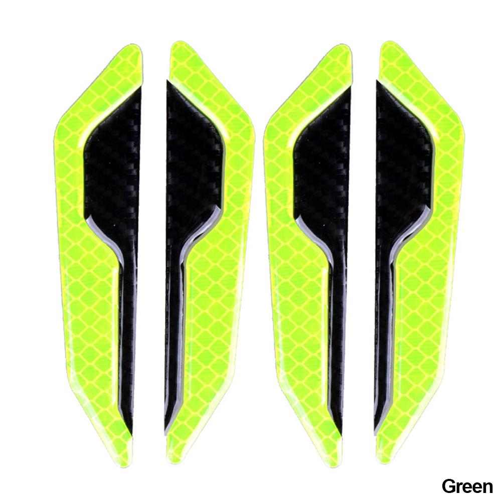 

4 шт. светоотражающие наклейки на двери кузова внедорожника, предупреждающие о столкновении, защитные наклейки из углеродного волокна, автомобильные аксессуары, наклейки на автомобиль зелёный