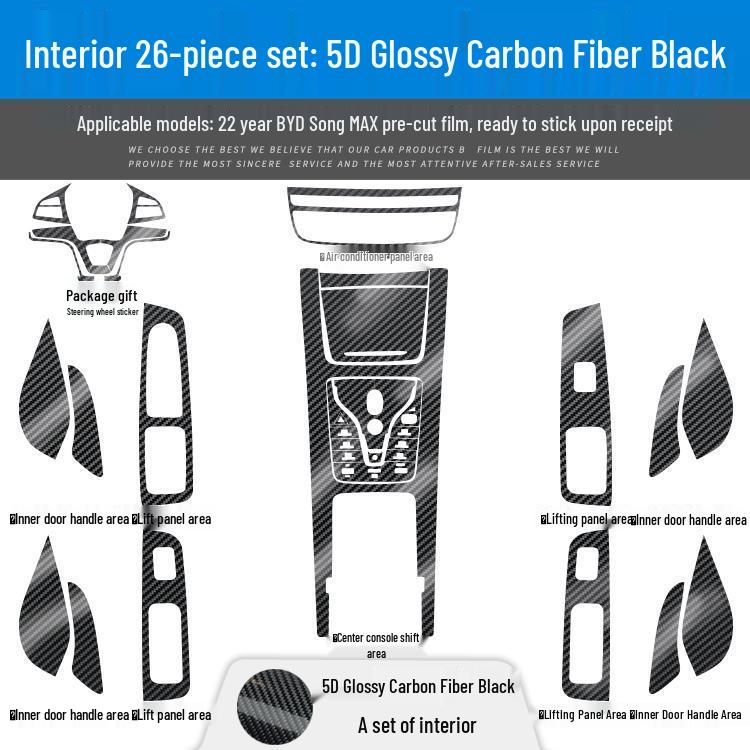 BYD Song Max 21-22 Kohlefaser Mittelkonsolenaufkleber - Gebürstet Schwarz Innenraumverkleidung