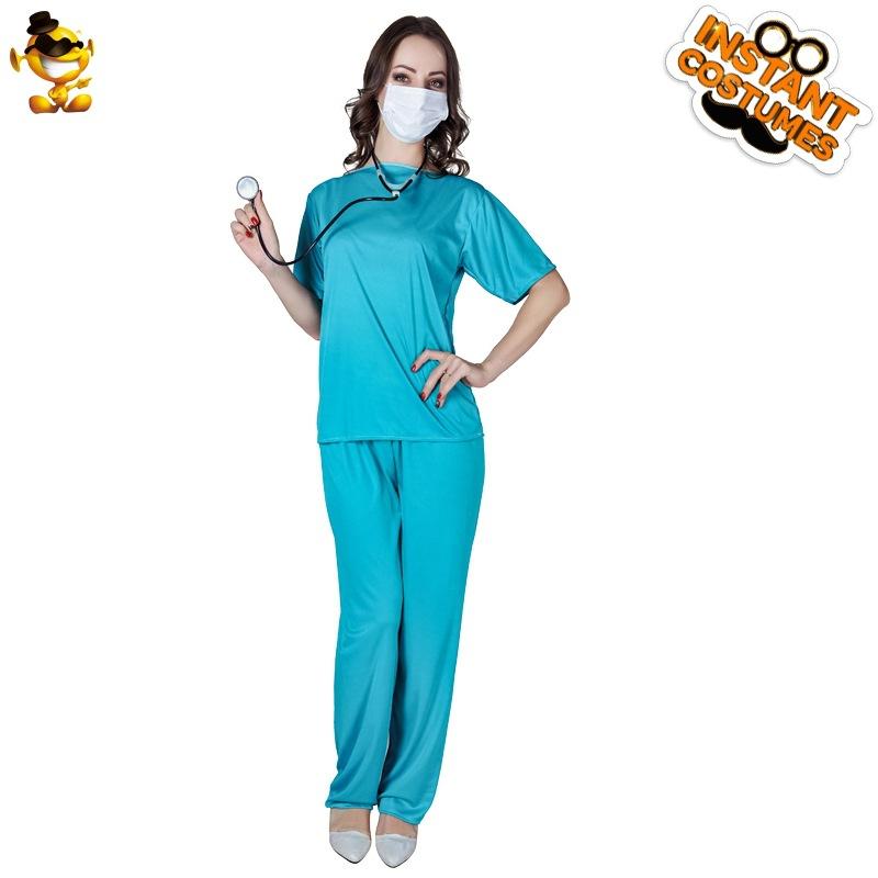 

Blue doctor nurse costume masquerade party clothes halloween cosplay costume stage costume uniform pie One size fits all