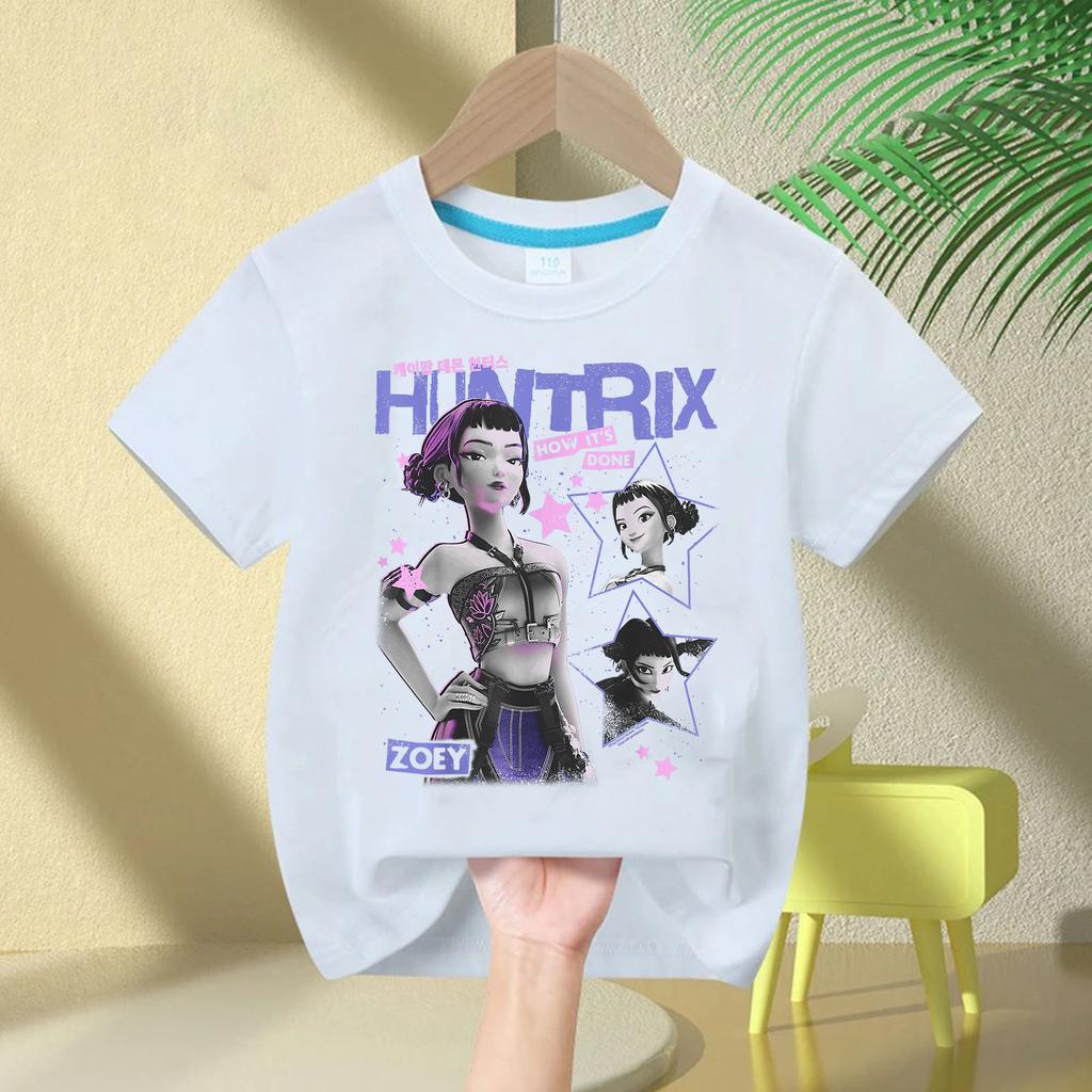 Kpop Caçadores de Demônios Roupas Infantis Camiseta de Manga Curta Camiseta Fofa Kpop Caçadores de Demônios Camiseta Harajuku para Meninos Meninas