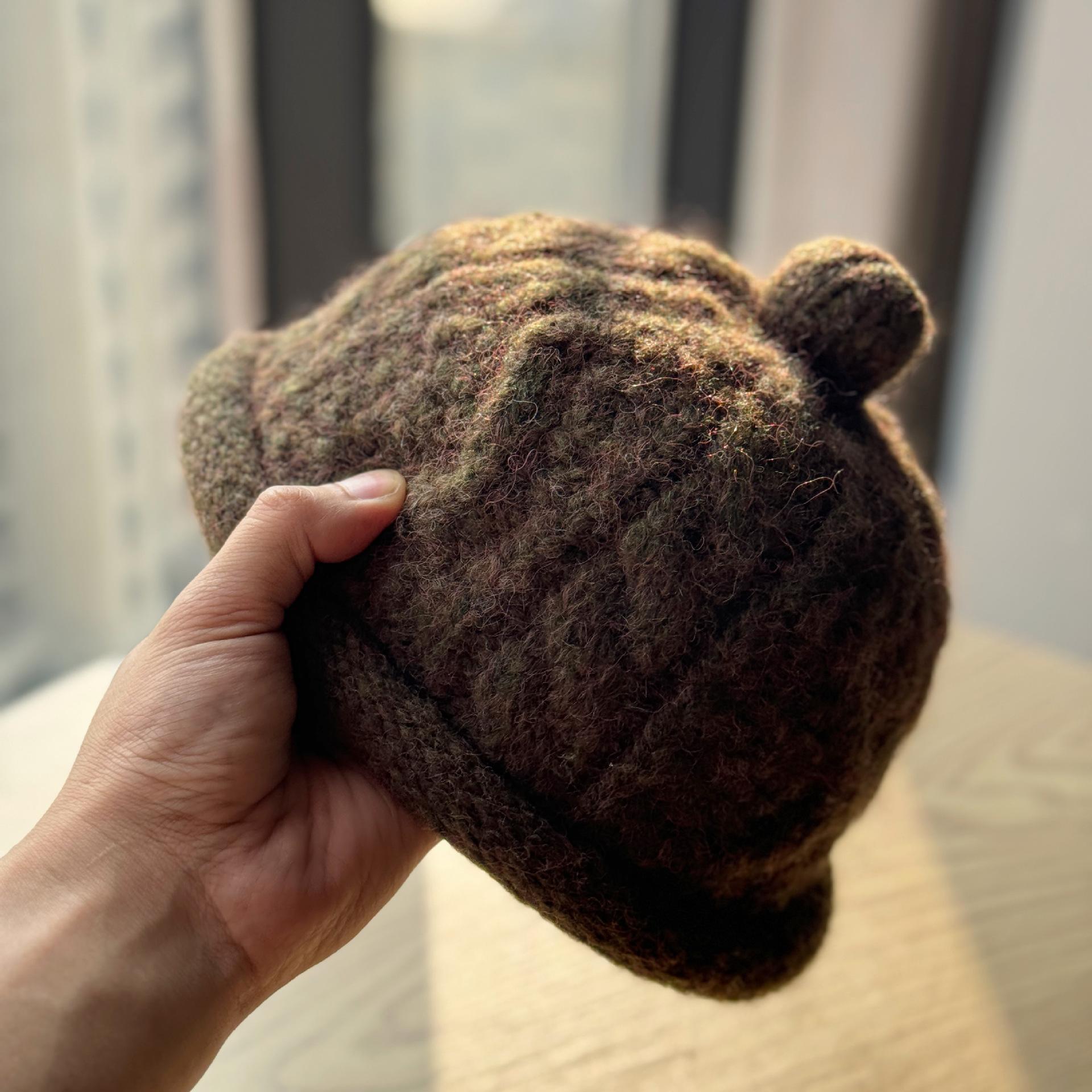 

Новая милая маленькая нишевая тонкая шерстяная шапка-пушок для женщин на осень и зиму, теплая вязаная шапка-бини, универсальная Adjustable