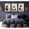 3Pcs Vintage Japanese Cat Wall Art Cute Funny Japanese Black Cat Canvas Paintings Japanese Matsumoto Hoji Prints Neutral Wall Decor Cat Pictures