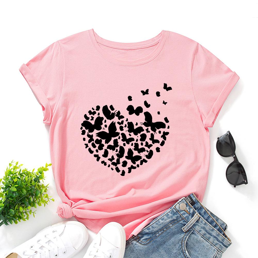 

Хлопковая футболка с коротким рукавом и круглым вырезом, женская, с 2D-принтом, топы 3XL