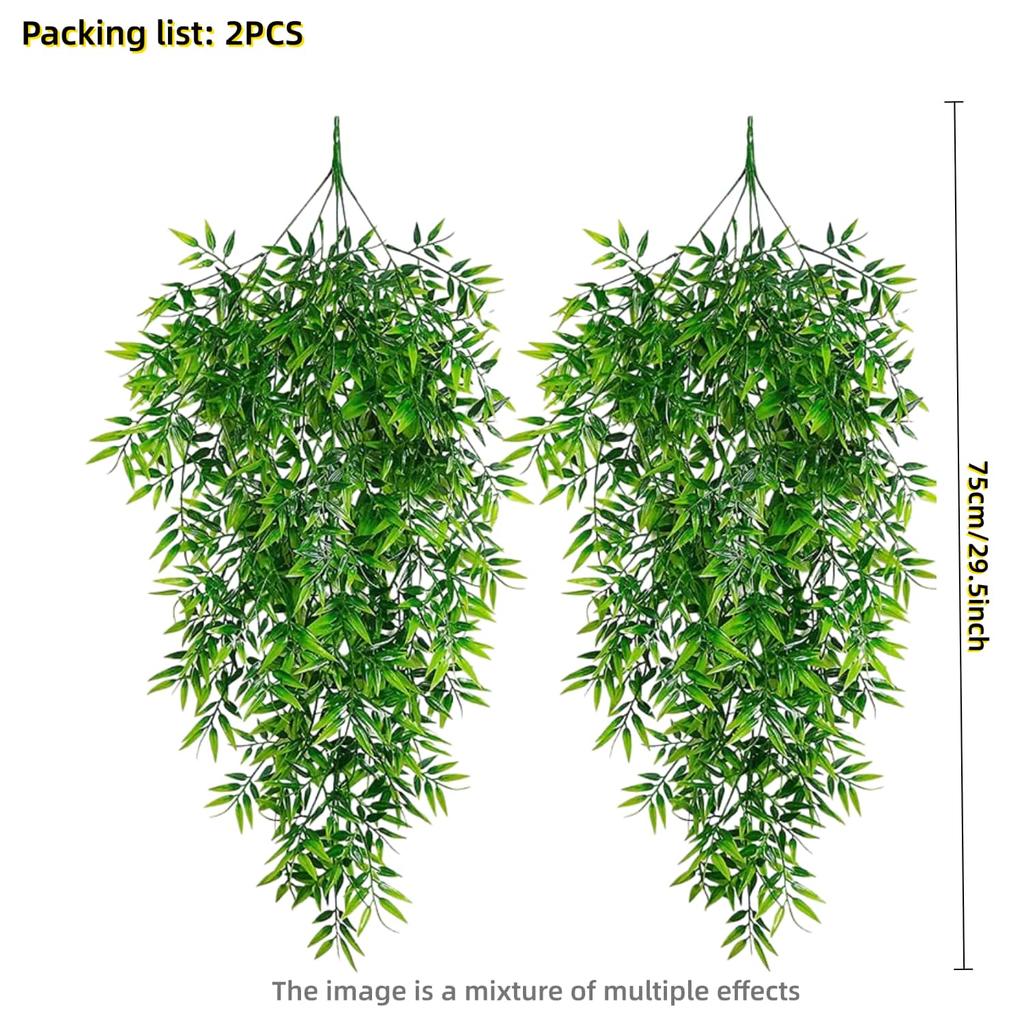 2pcs UV Resistant No Fade Artificial Hanging Ivy Plants Lush Cascading Vines Realistic Faux Greenery -All Season Outdoor Decor