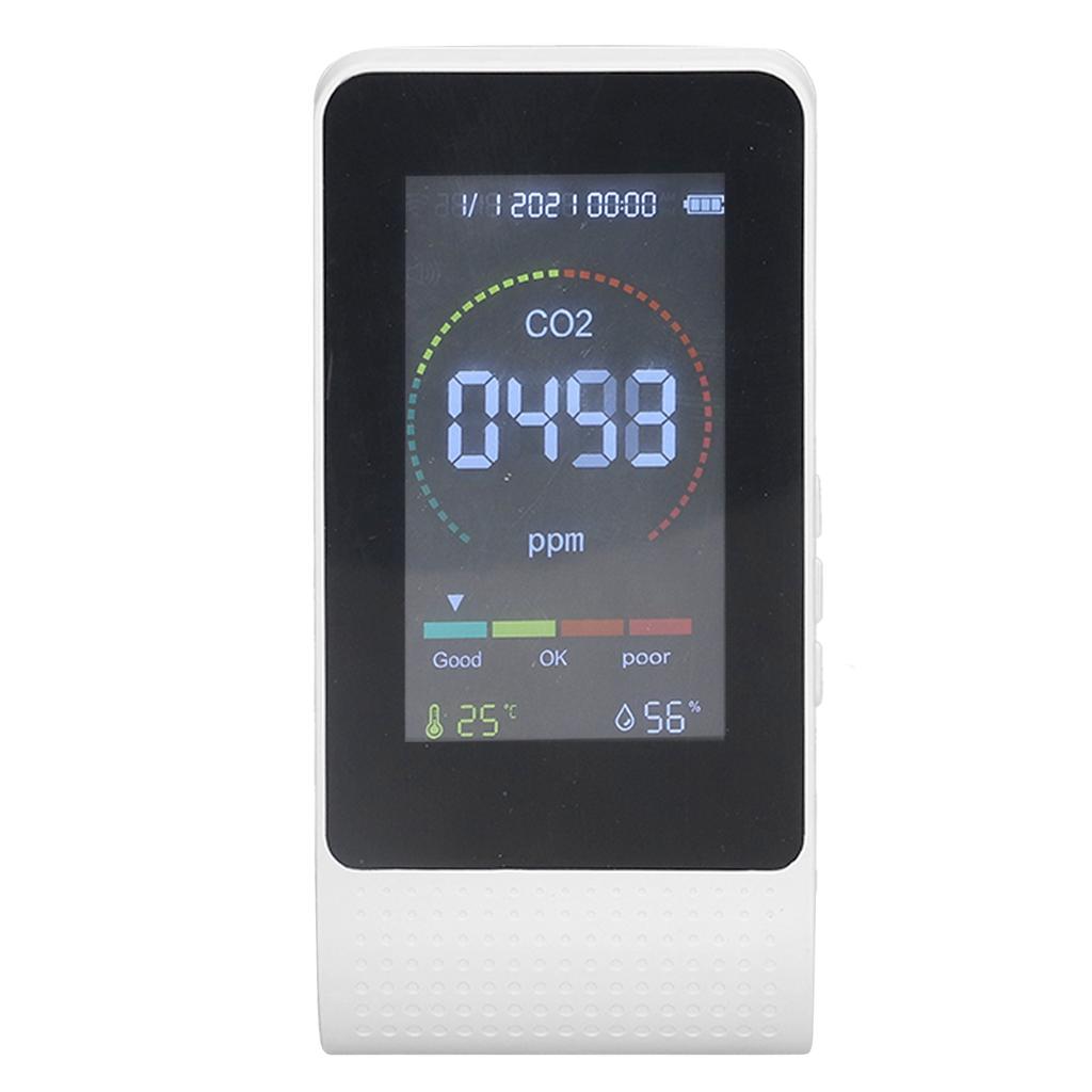 White CO2 Air Quality Monitor LED Digital Display LCD Screen Backlight Temperature Humidity TVOC Detector Meter