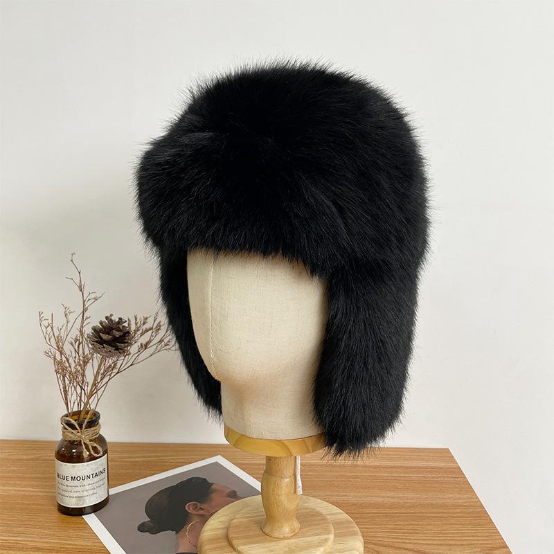 Hairy children's winter leather thickened warm ear protector cold hat cycling bag head cold snow hat