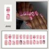 Stylish Pink Heart Press on Nail Medium Square False Nail Acrylic Stick on Nail for Enhancing Valentine's Day Charm