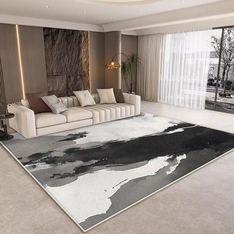 Nordic Livng Room Carpet Home Decoration Abstract Black Rug Bedroom Decor Area Rugs Washable Non-slip Dining Room Floor Mat
