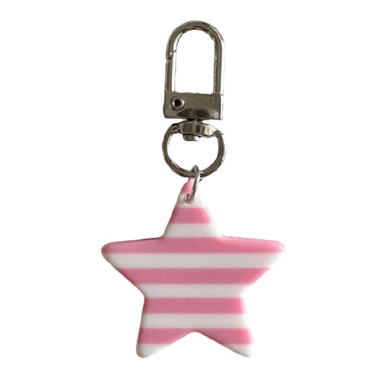 Stylish Alloy Resin Key Ring Star Charm Keychain With Delicate Striped Decoration Accent For Purse Backpacks Camera