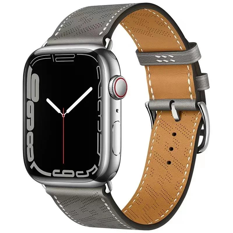 Genuine Leather Bracelet Strap For Apple Watch Band 45mm 49mm 41mm 44mm 42mm 46mm Leather Wristband iWatch Ultra 11 10 9 8 7 6 5