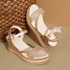 Fashion Fashion Pearl Striped Wedge Sandals for Women Summer Comfort Thick Sole Beach Shoes Woman Ankle Strap Chunky Platform Sandalias
