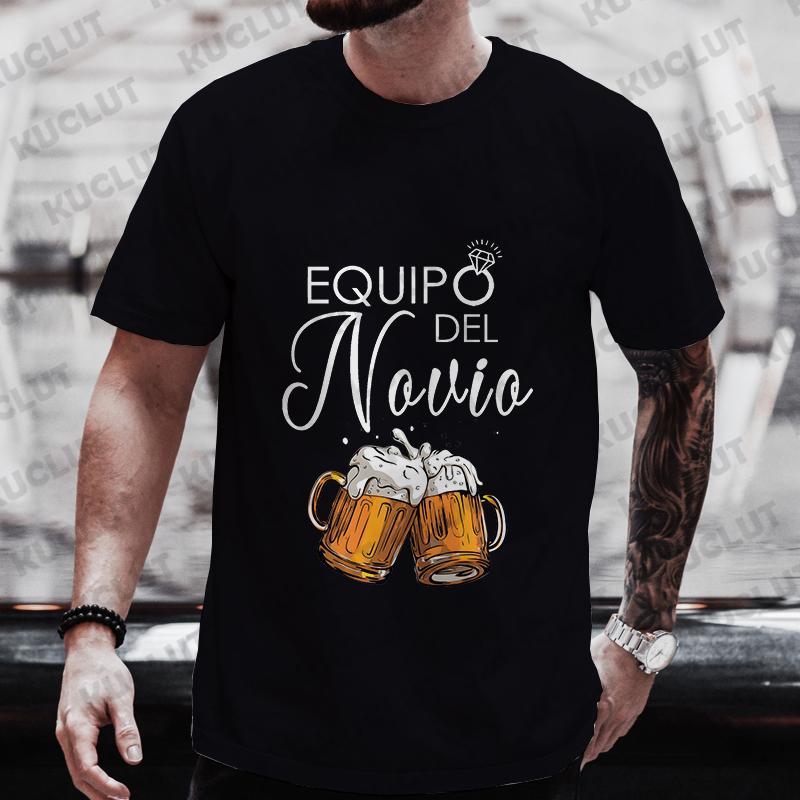 Spanish Evg Team Groom Man T-shirt Boyfriend Single Farewell Oversized Clothing Bachelor Party Beer Graphic Tops Wedding Tees