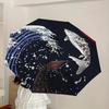 1pc Koi Fish Swimming Against the Current Umbrella with Plastic Handle,Suitable for All Seasons Home Travel Outdoor UmbrellaDD549