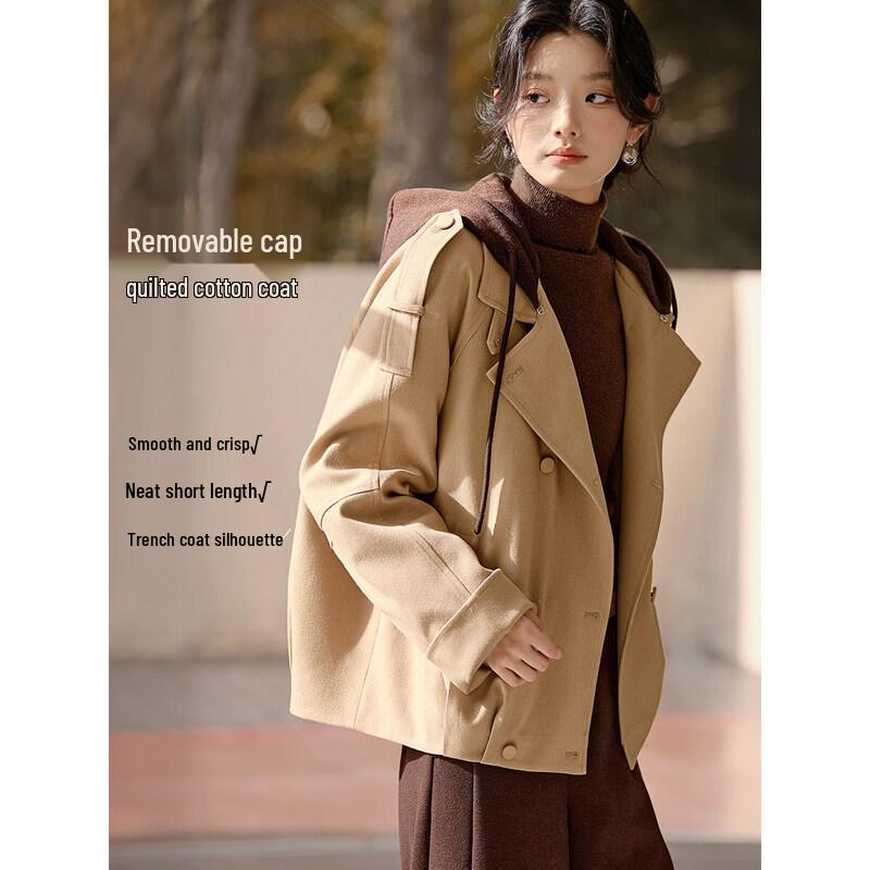 Mohanyimei Women s Winter Faux Two-Piece Hooded Cotton Coat 2XL