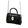High-Quality Textured Stylish Chain Patent Leather Motorcycle Bag for Women New Niche Handbag Shoulder Crossbody Small Square Bag