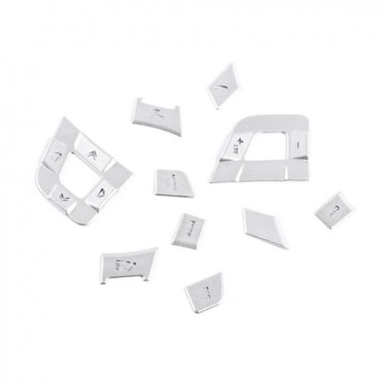 Silver Aluminum Steering Wheel Button Sticker Trim For Jaguar F-PACE 2017-