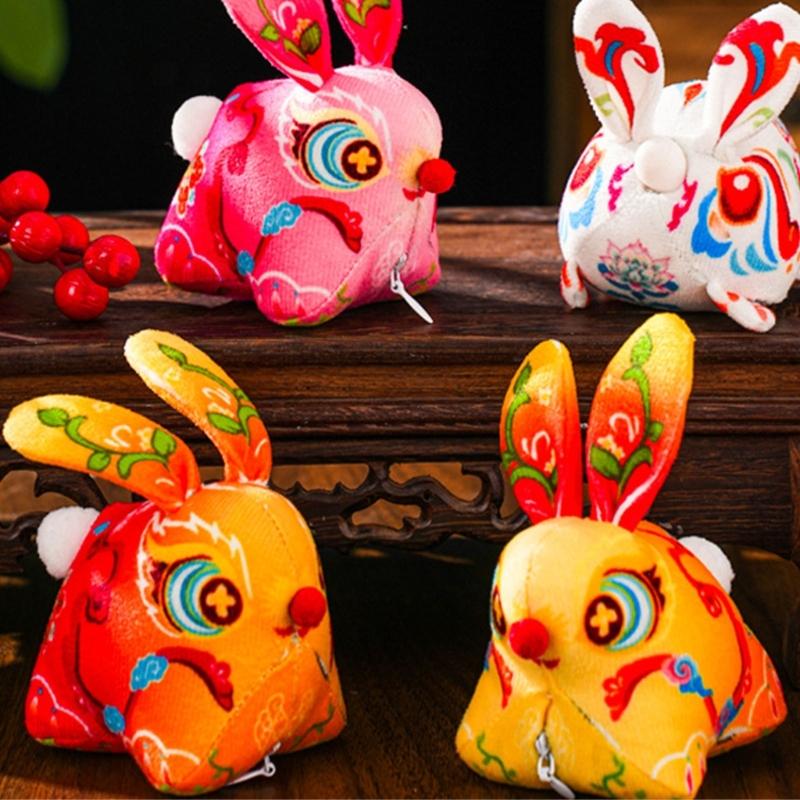 Handmade Fabric Rabbit Lamp Making Supplies Traditional Style Design With Glowing LED For Party Decoration