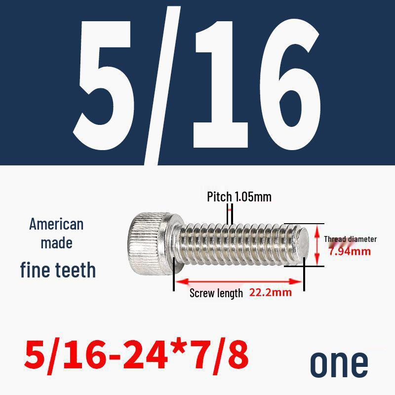 304 Stainless Steel Fine Thread Socket Head Cap Screw 10#-32, 1/4-20, 5/16-24